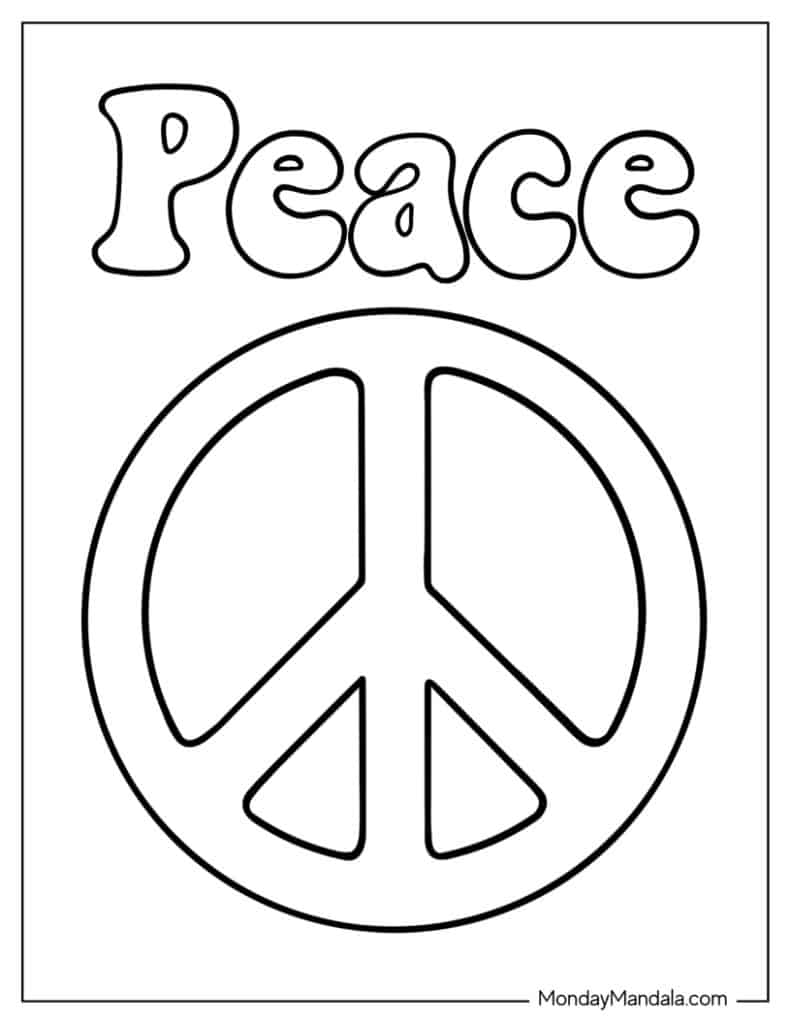 Peace coloring pages free pdf printables