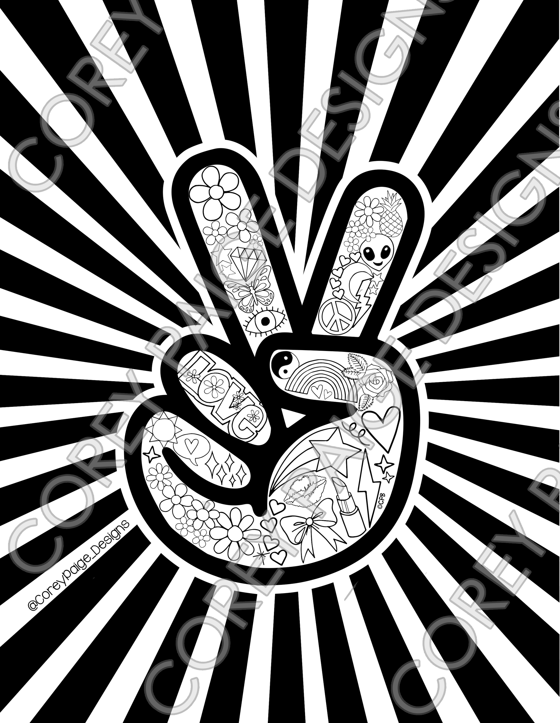 Peace sign coloring sheet â