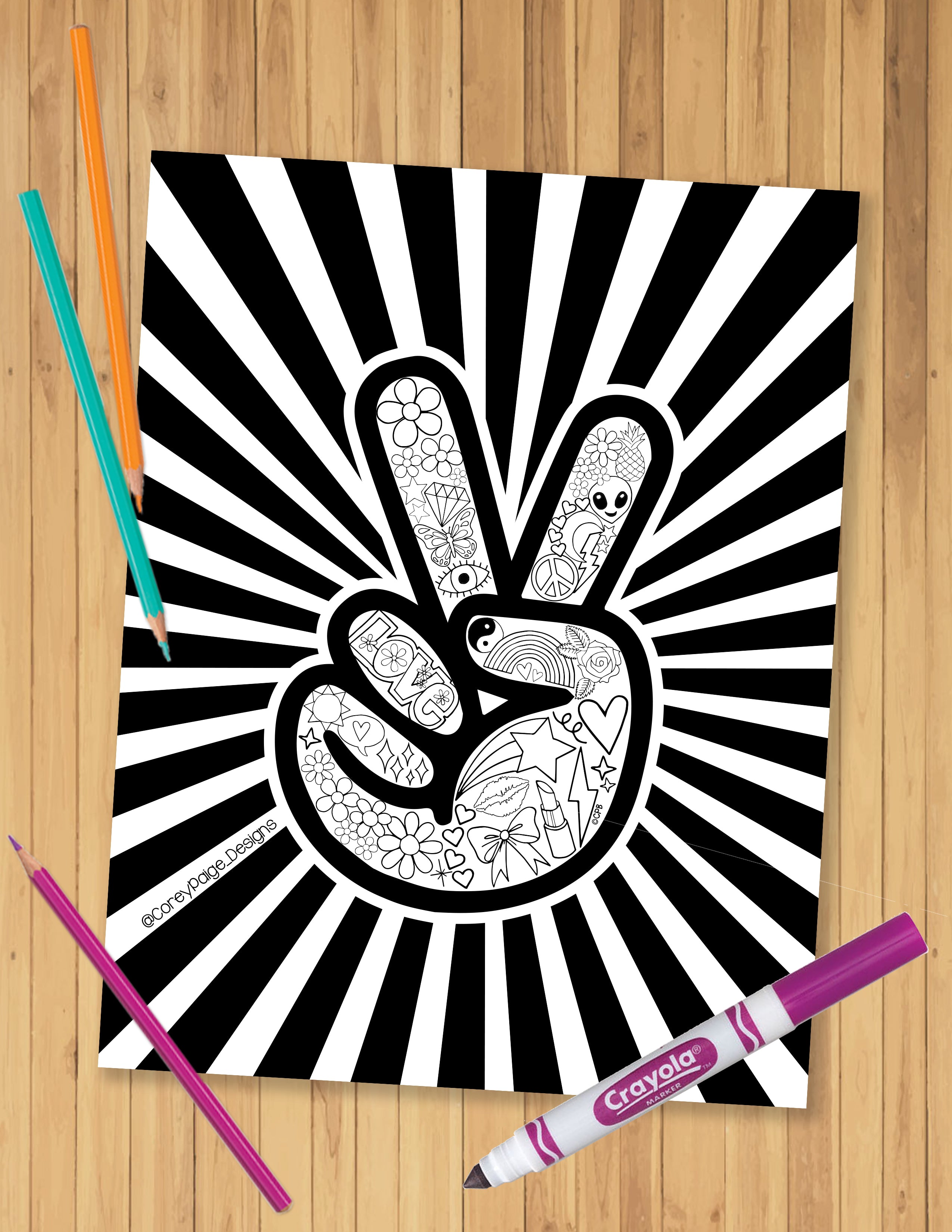 Peace sign coloring sheet â
