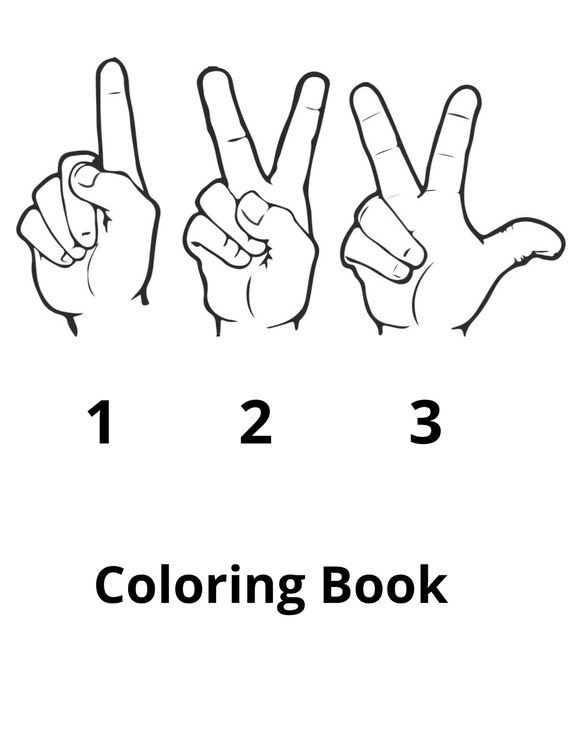 American sign language number coloring sheets instant download