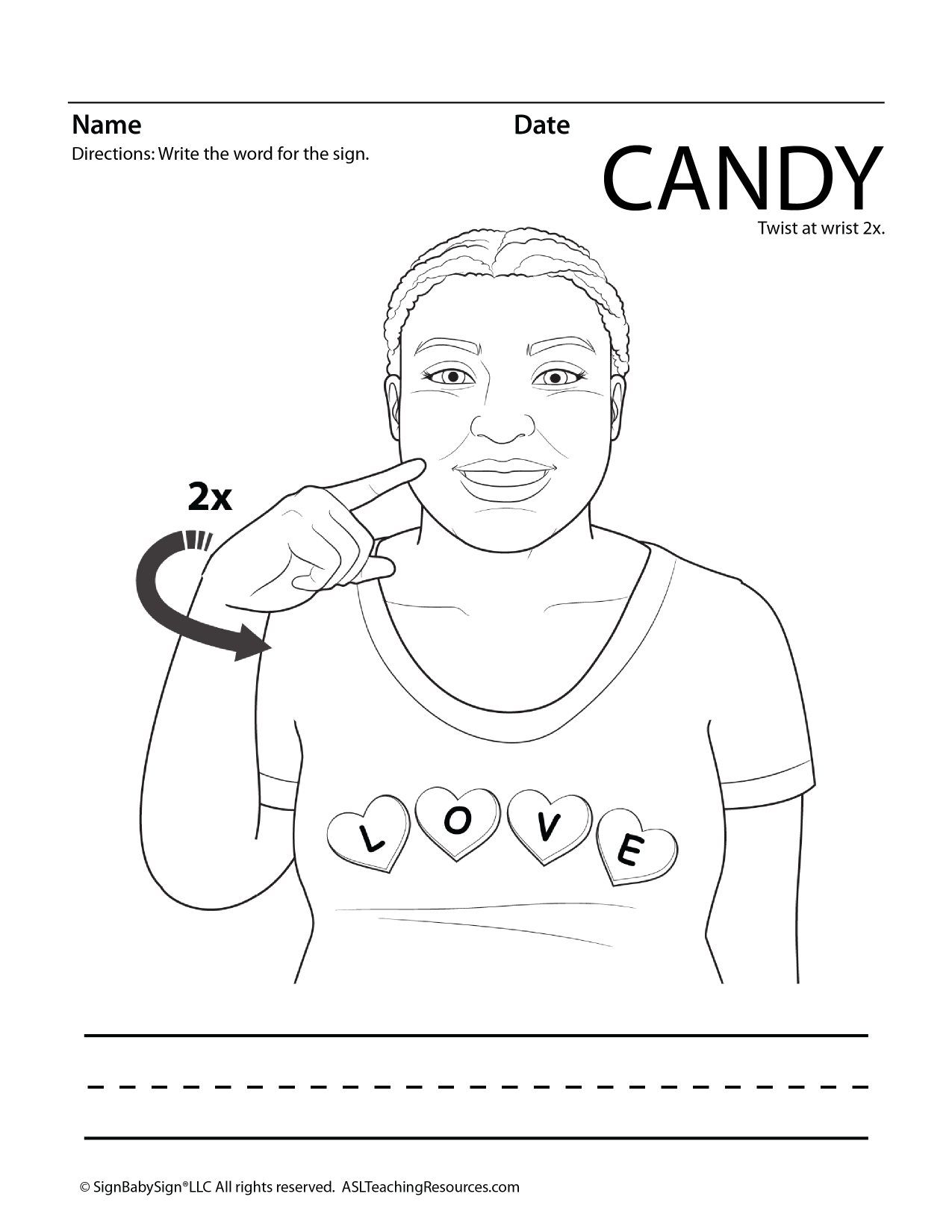 Valentine coloring pages asl