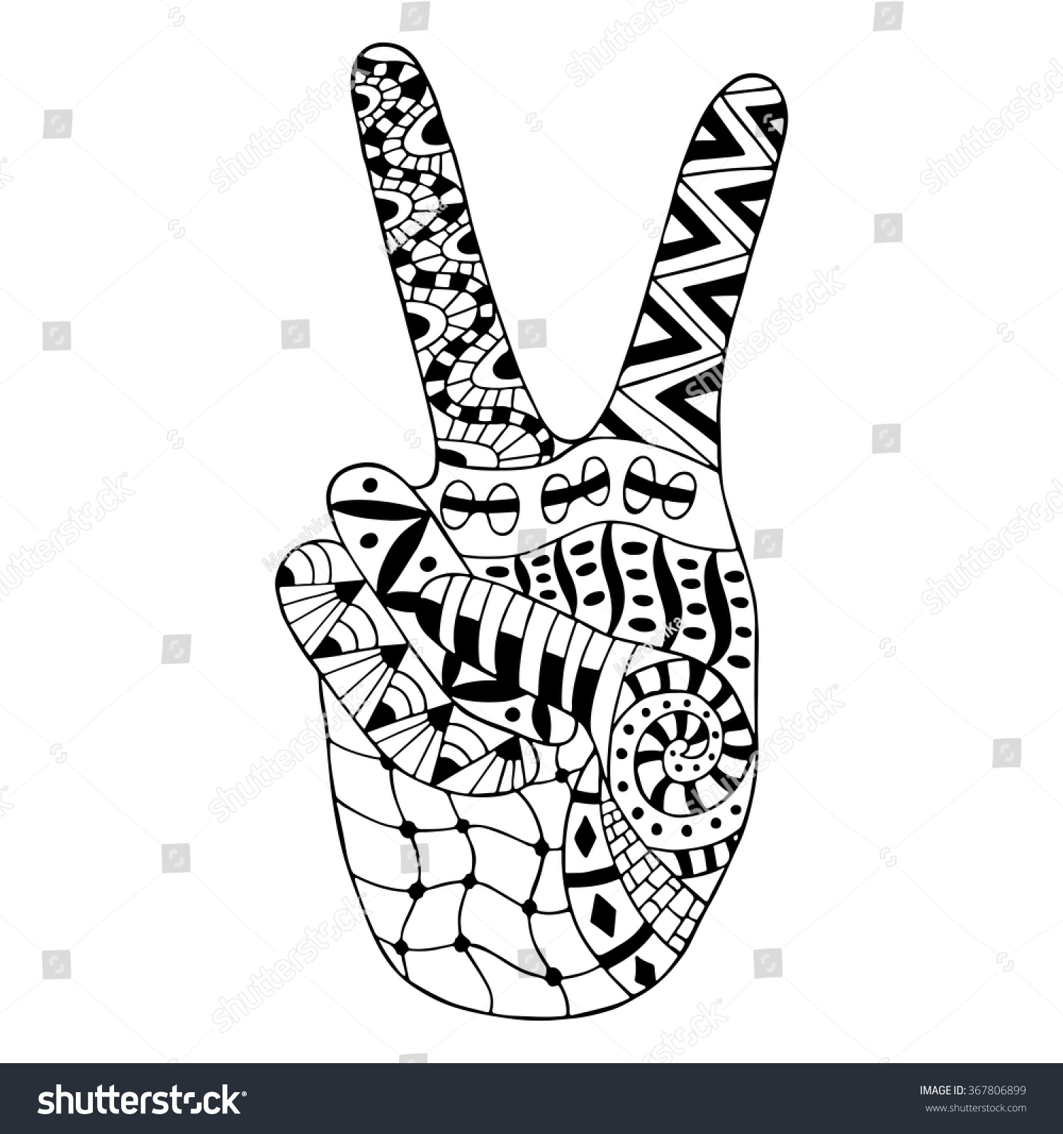 Hand drawn hippie peace symbol anti stock vector royalty free