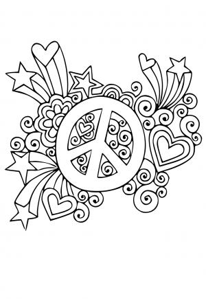 Free printable peace sign coloring pages sheets and pictures for adults and kids girls and boys