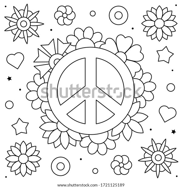 Peace symbol coloring page black white stock vector royalty free