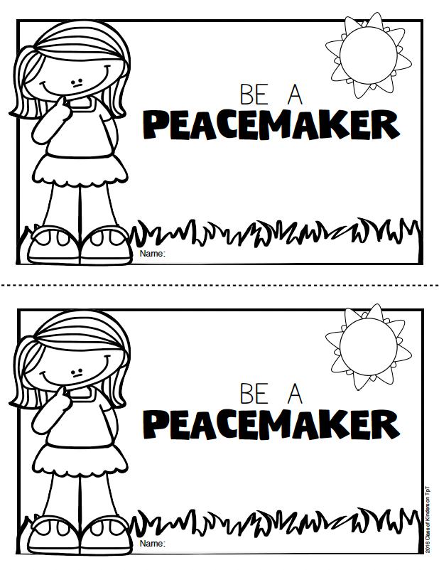 Be a peacemaker first kindergarten social studies teaching peace â class of kinders