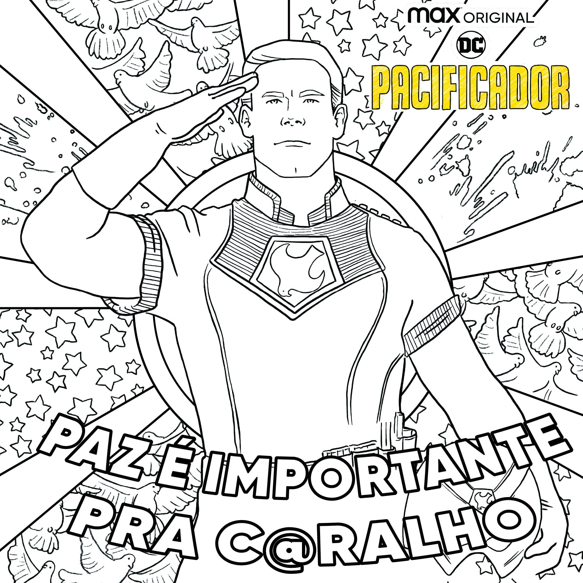 Peacemaker ganha livro de colorir para que vocãª alcance a paz interior ou não