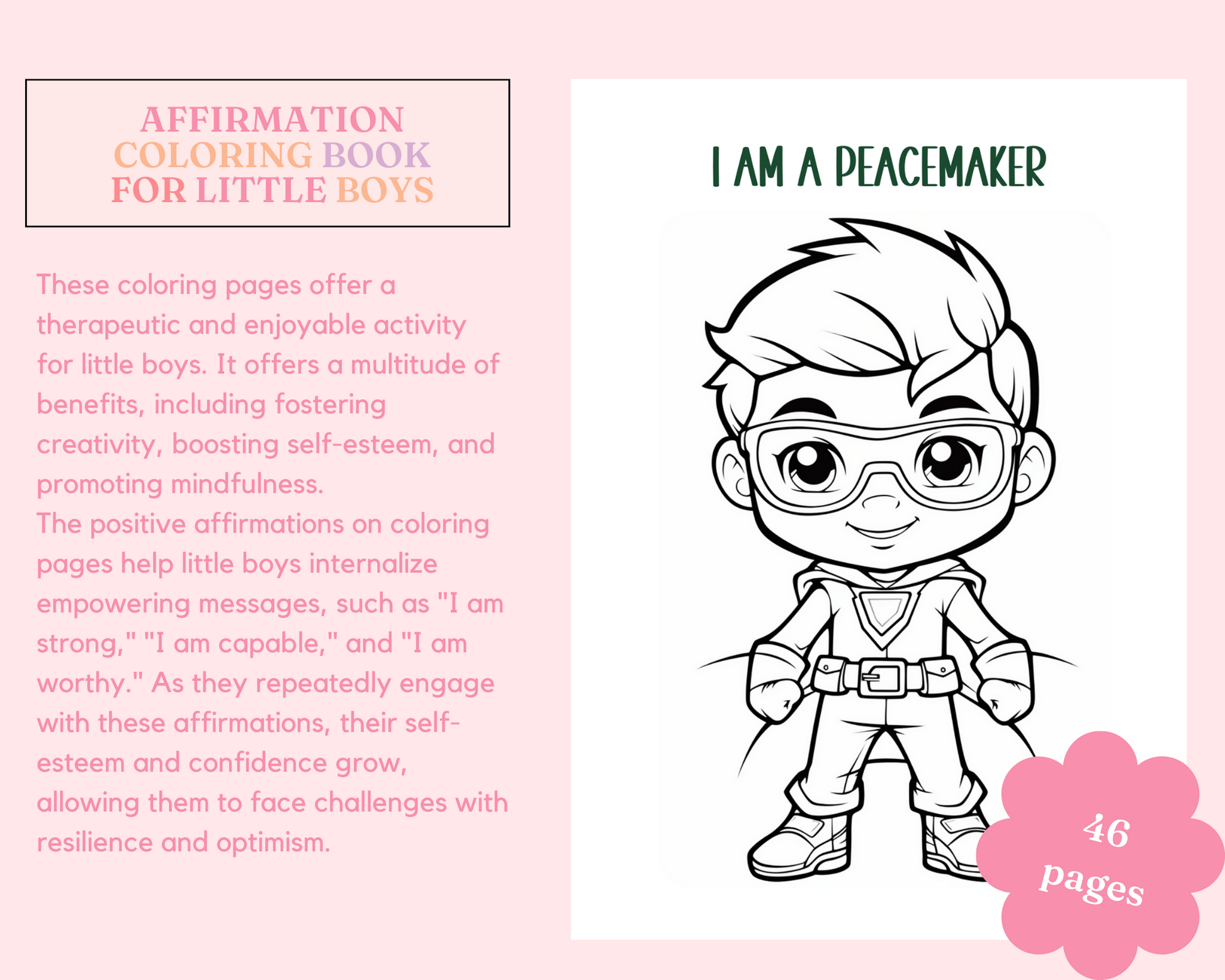 Affirmation coloring book for little boys â digital template â empower â the momtastic studio