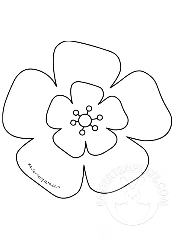 Peach flower template coloring page
