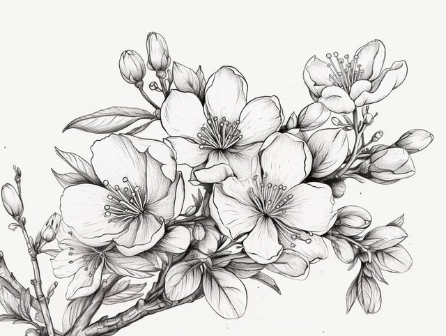 Coloring page peach blossom png transparent images free download vector files