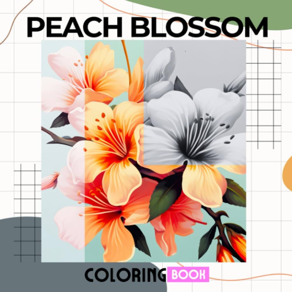 Peach blossom flower coloring book for by guece oswald