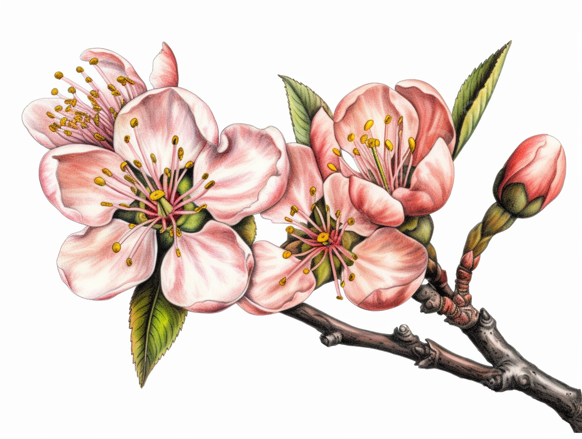 Watercolors of blossoms and branches coloring page peach blossom png transparent image and clipart for free download