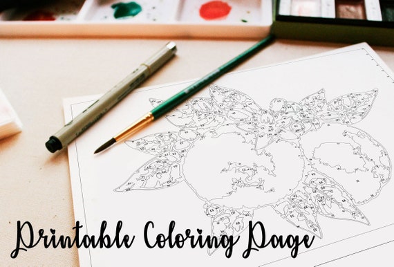 Peaches coloring page printable coloring page printable pdf fruits color by numbers adult craft peach blossom painting by numbers as