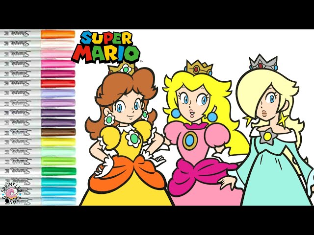 Nintendo super ario bros coloring book page princess peach princess daisy and rosalina