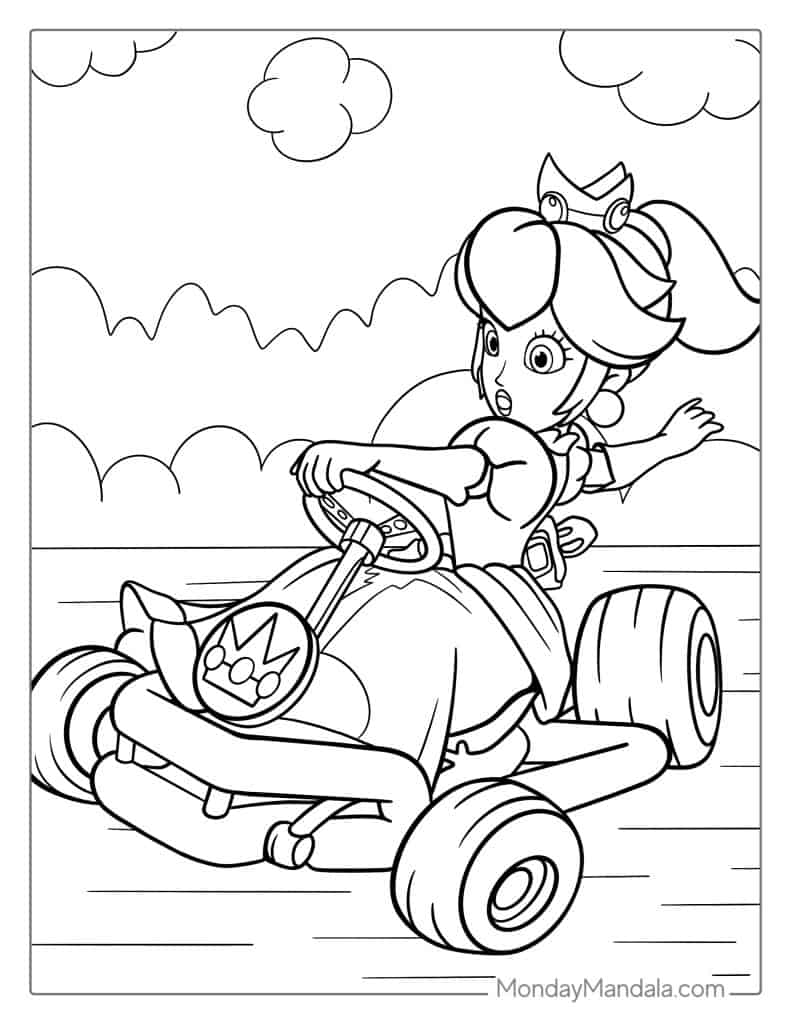 Princess peach coloring pages free pdf printables