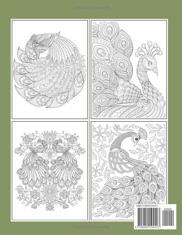 A peacock coloring book for adults beautiful adults peacock birds coloring book books asha books