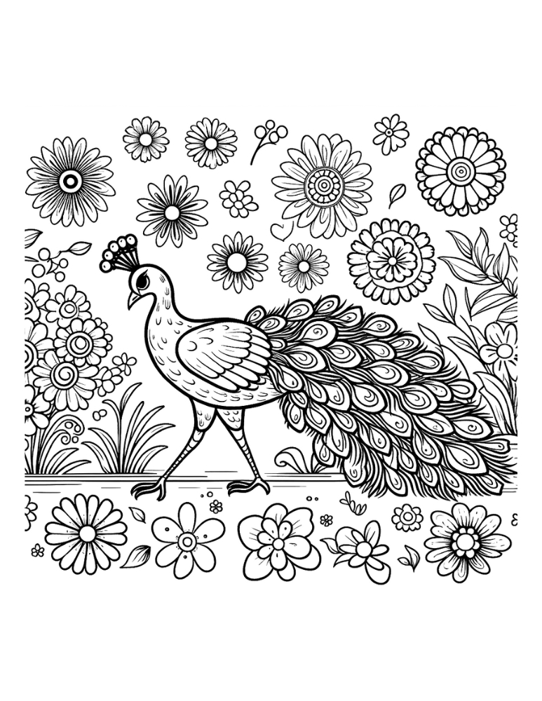 Free peacock coloring pages for kids