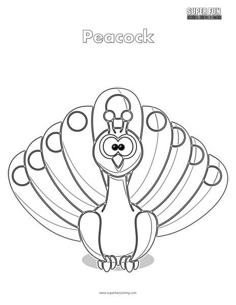 Cartoon peacock coloring page