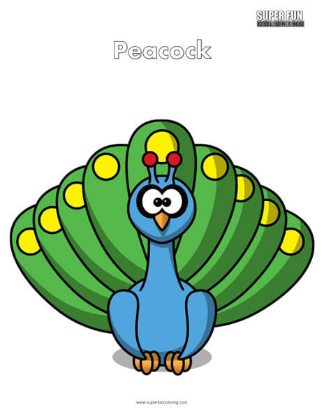 Cartoon peacock coloring page