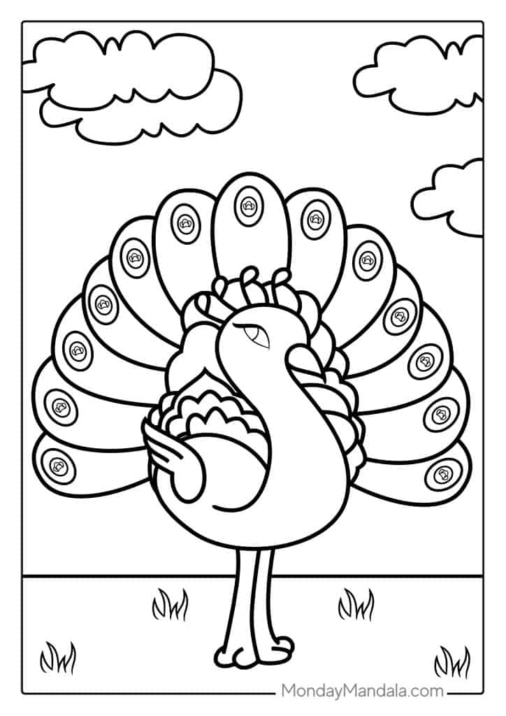 Peacock coloring pages free pdf printables