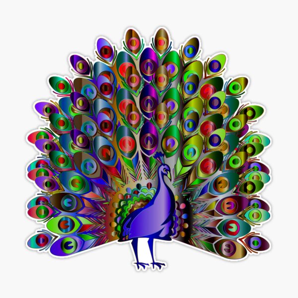 A beautiful peacock with very dense feathers and luminous phosphorescent sticker for sale by marians romany