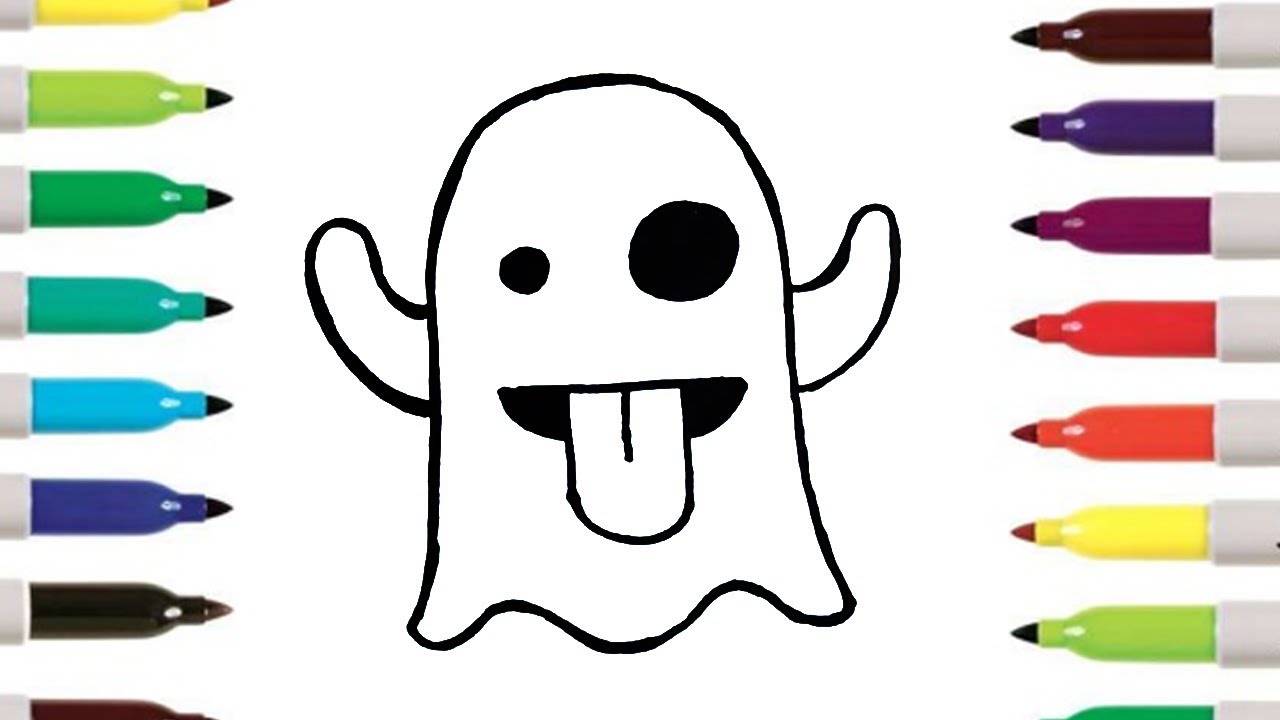 How to draw the ghost emoji coloring pages for kids