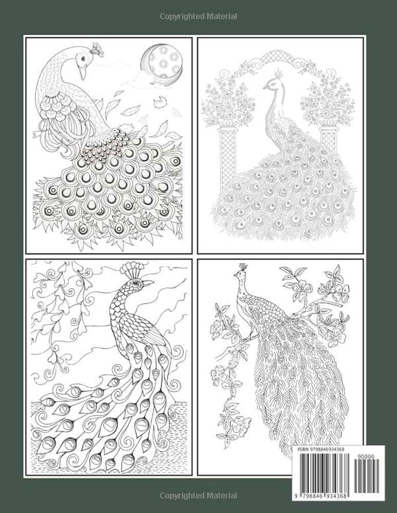 Peacock adult coloring book adult beautiful peacock coloring book with amazing peacock designs book cafe hamid books