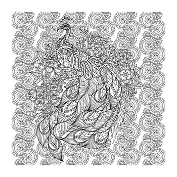 Peacock for adult coloring book peacock and flowers zentangle mandala coloring