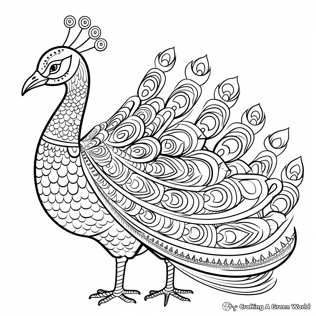 Peacock for adults coloring pages