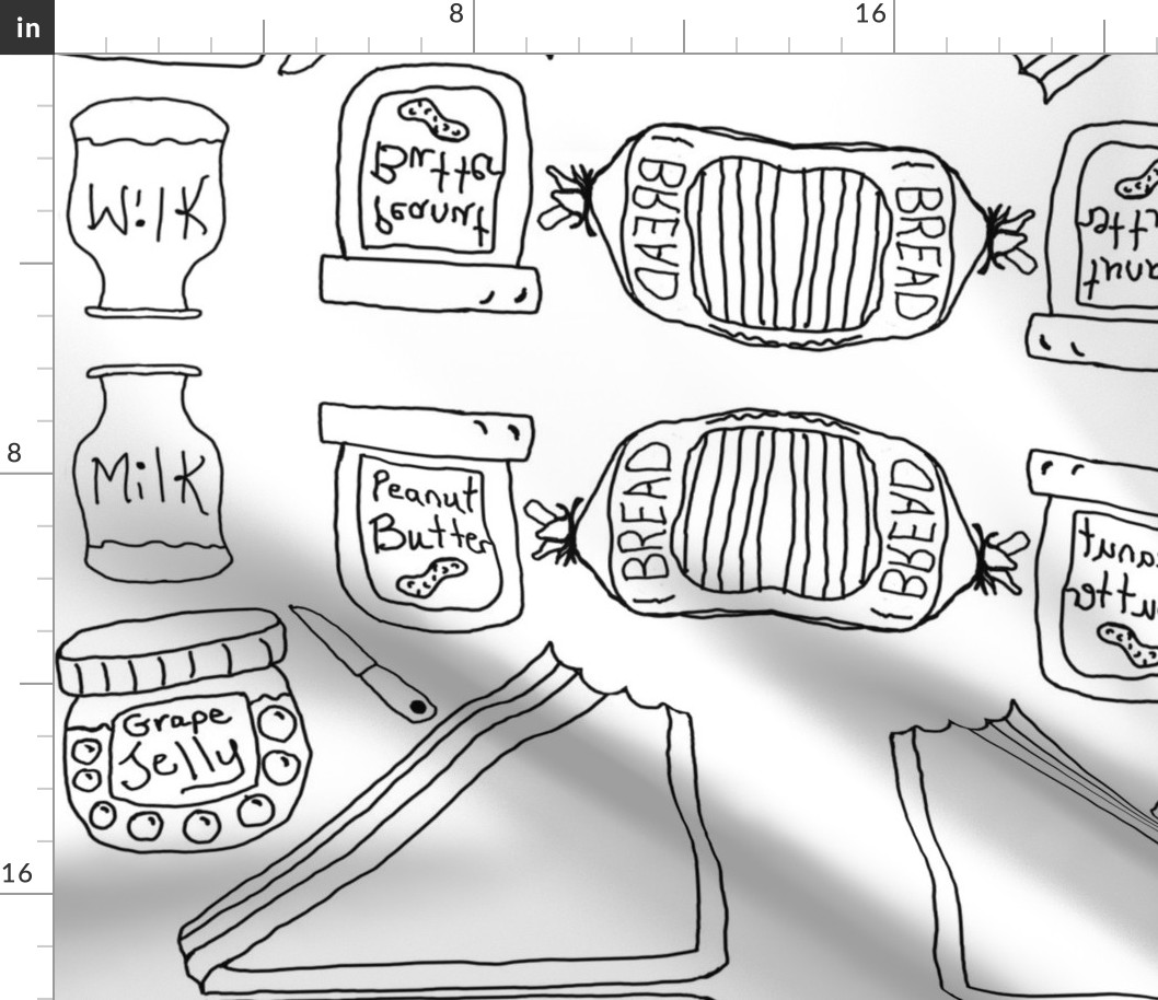Peanut butter jelly coloring page fabric