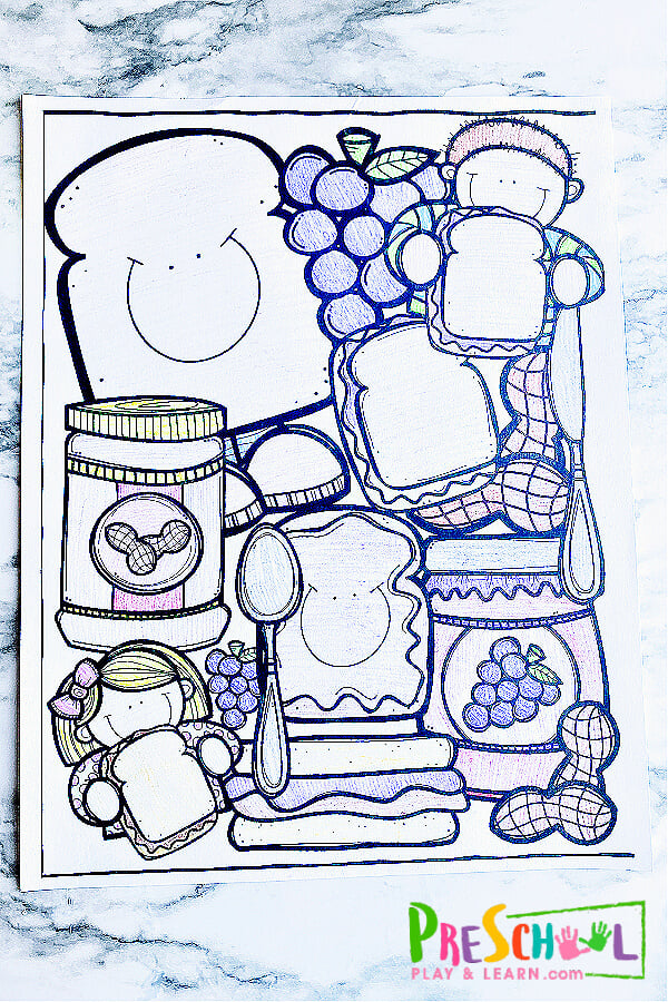 Free free printable peanut butter and jelly day coloring pages