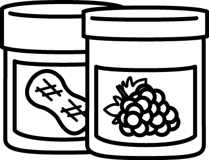 Black and white jar of peanut butter and jelly clip art