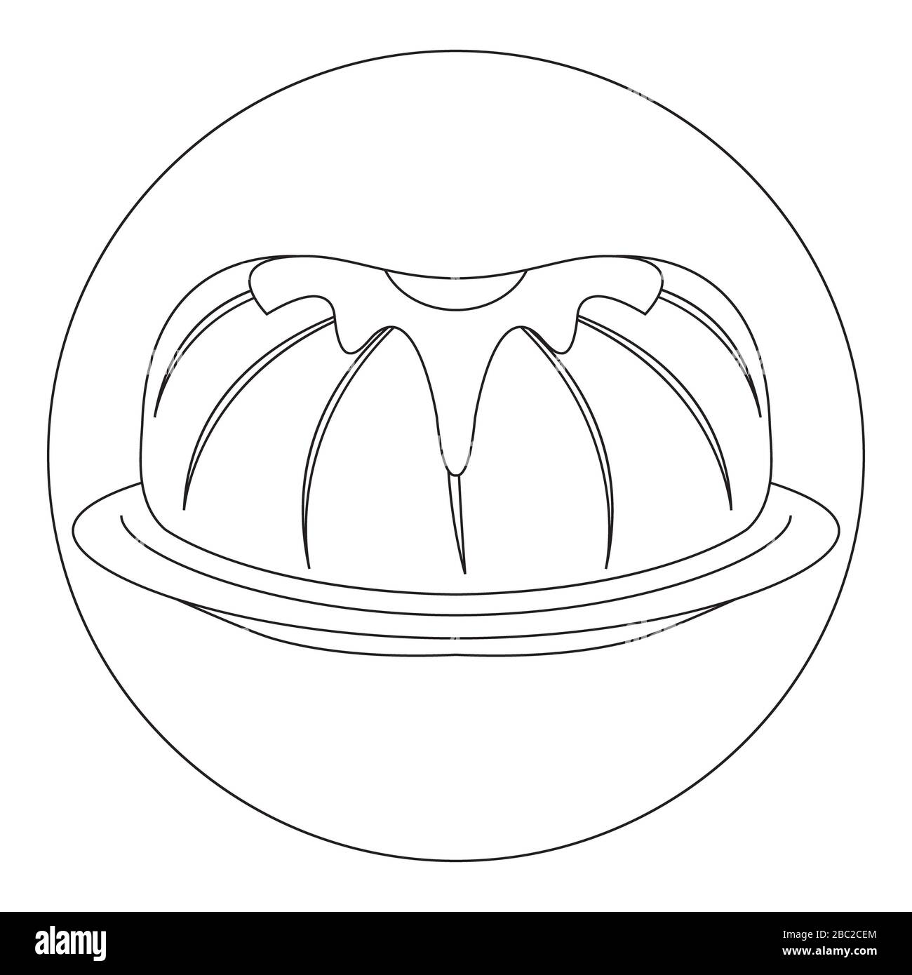 Jelly with peanut butter topping in line art illustration suitable for coloring book stock photo