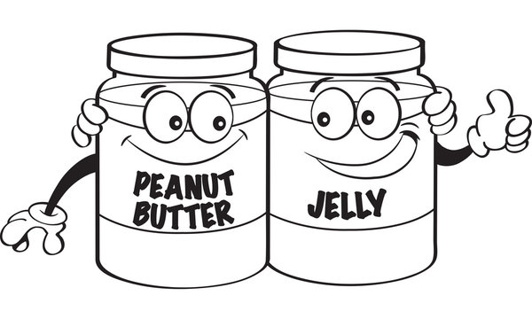 Black and white illustration of peanut butter and jelly jars vector