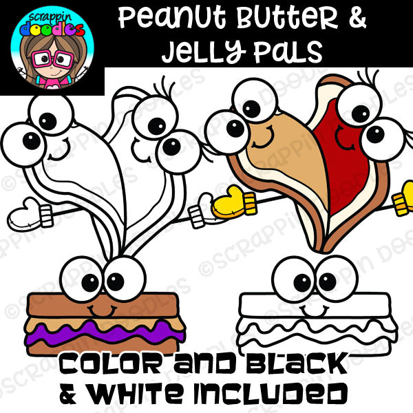 Peanut butter jelly pals clipart â scrappin doodles