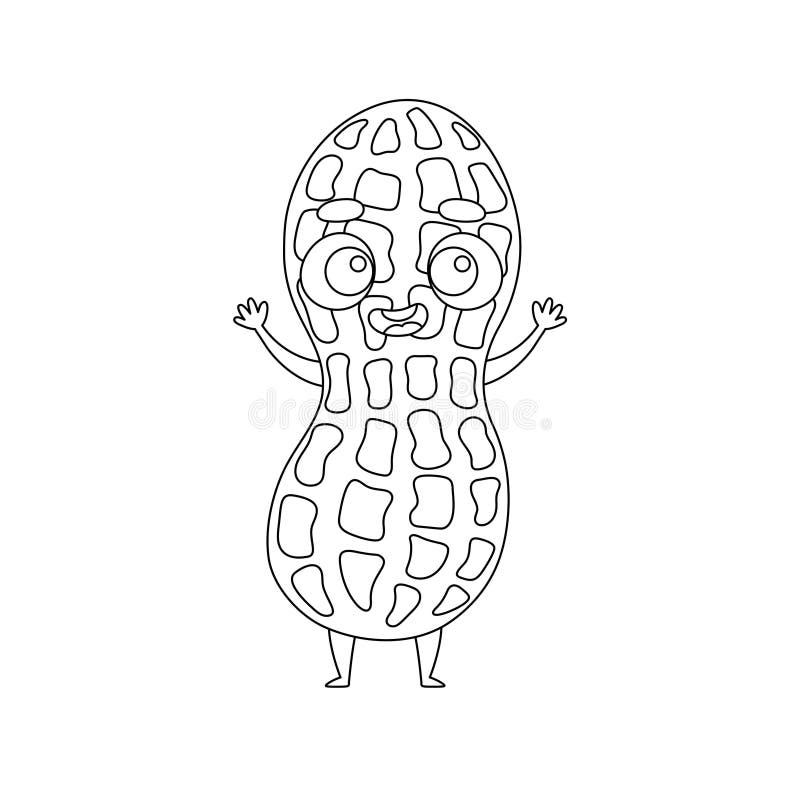 Coloring page funny peanut coloring book for kids stock vector