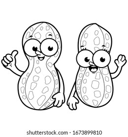 Cartoon peanuts vector black white coloring stock vector royalty free