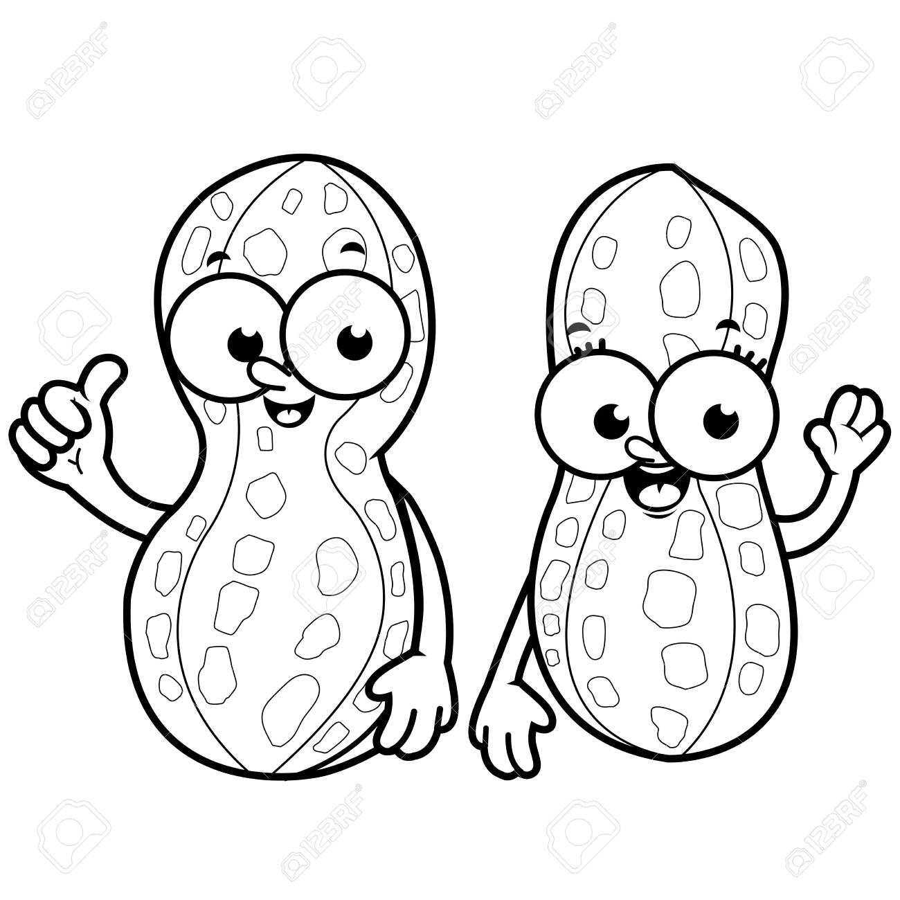 Cartoon peanuts black and white coloring book page royalty free svg cliparts vectors and stock illustration image
