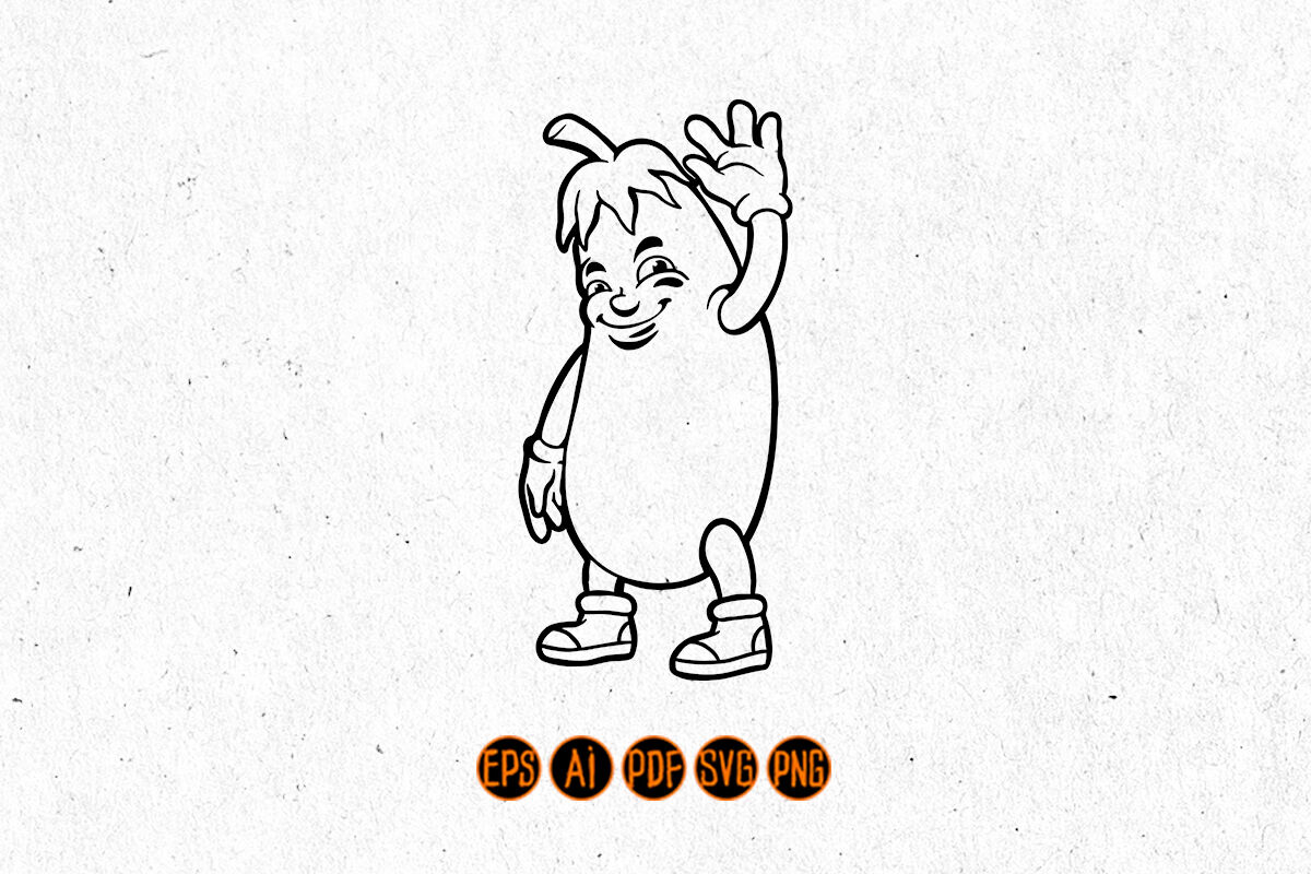 Eggplant cartoon character coloring book by artgrarisstudio