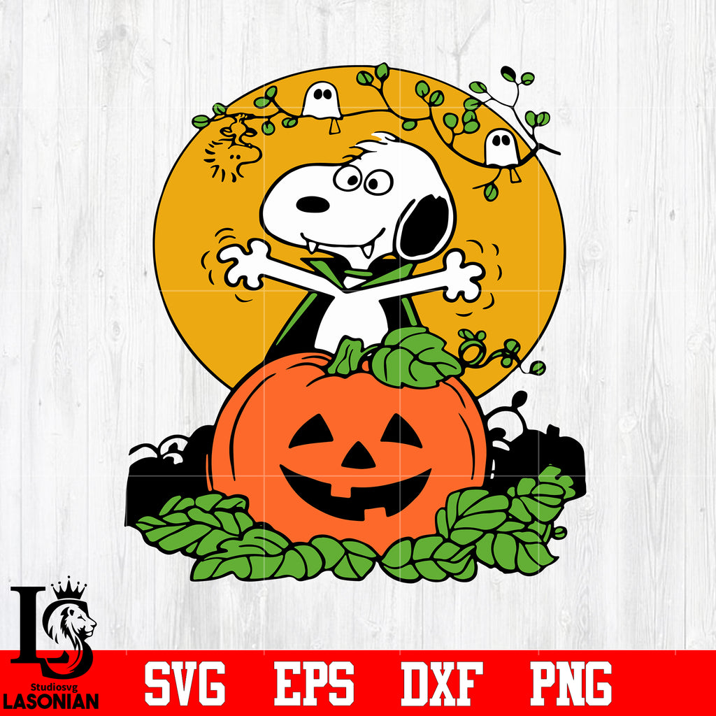Peanuts snoopy with halloween svg eps dxf png file â