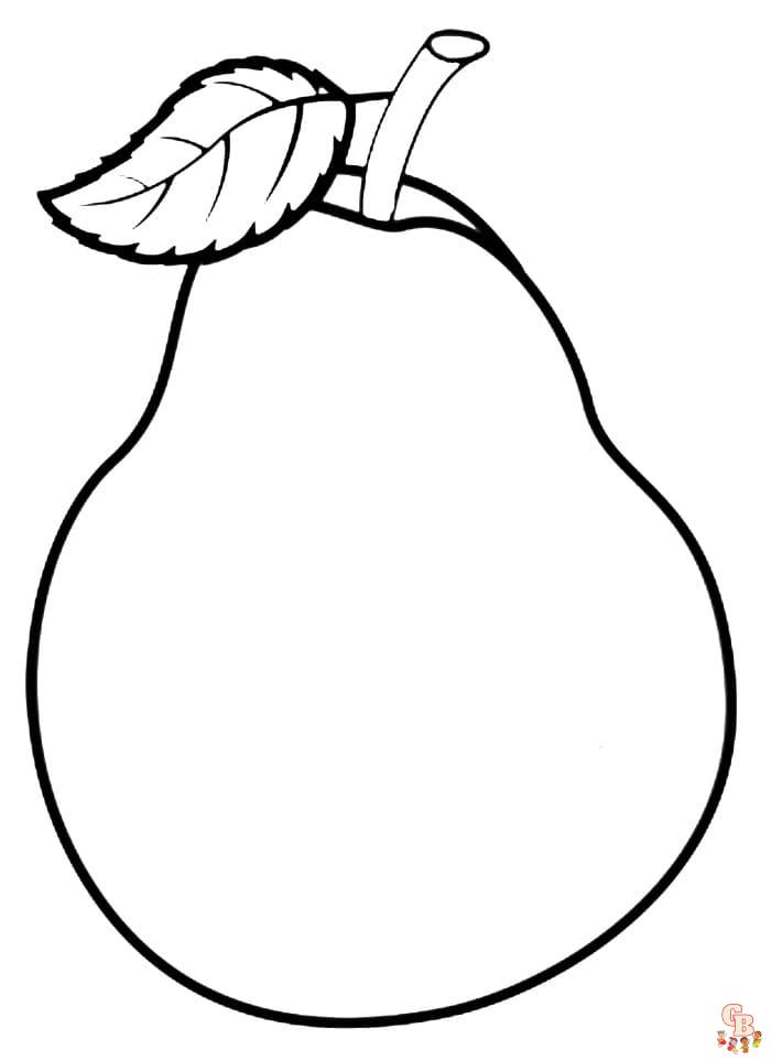 Printable pear coloring pages free for kids and adults