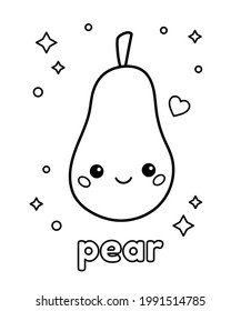 Coloring page children cute kawaii pear stock vector royalty free