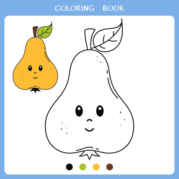 Cute pear for coloring book stock illustration