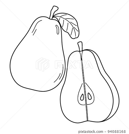 Pear fruit isolated coloring page for kids