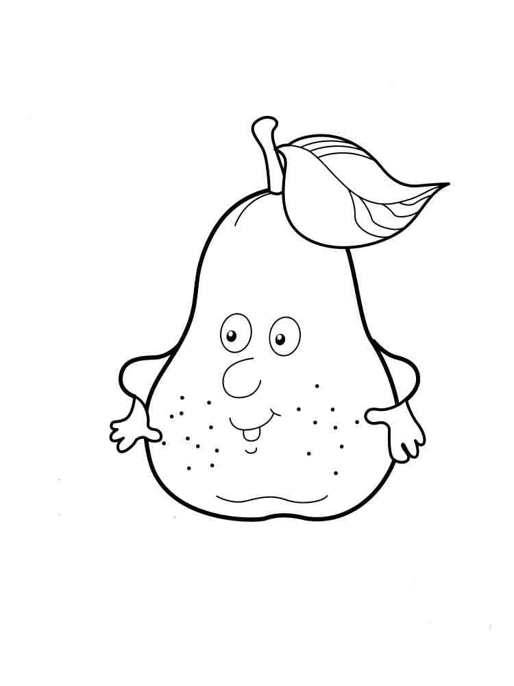 Cute pear coloring page