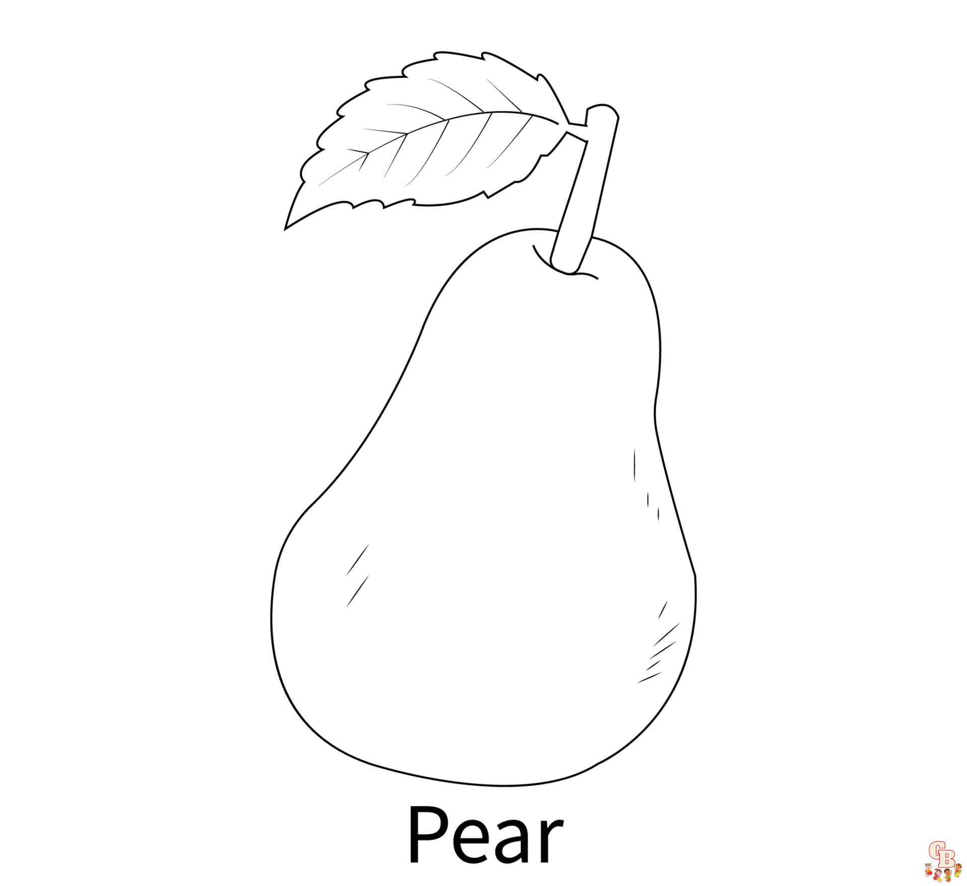 Printable pear coloring pages free for kids and adults