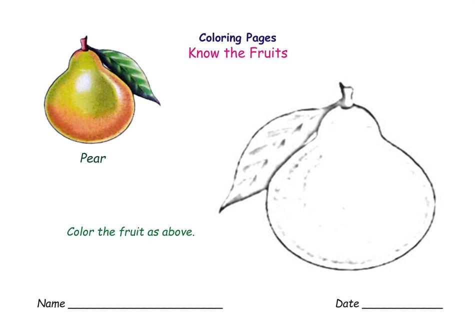 Coloring pages for fruits