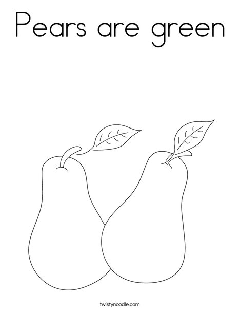 Pears are green coloring page