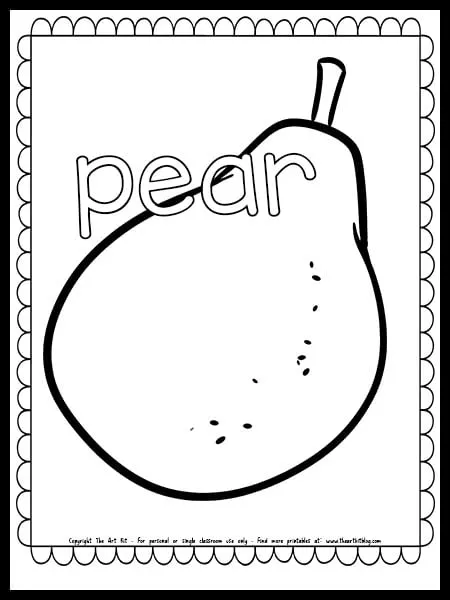 Pear coloring page free printable â the art kit