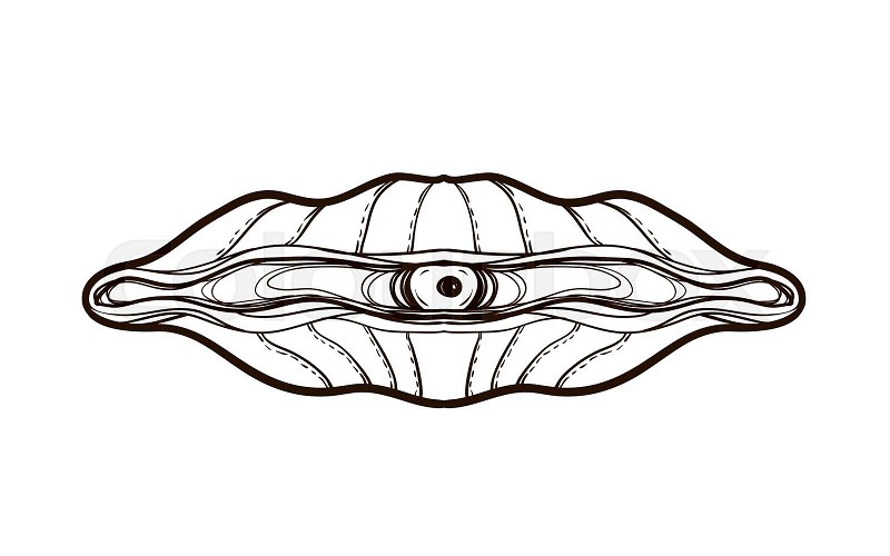 Open oyster with pearl coloring book for adults stock vector
