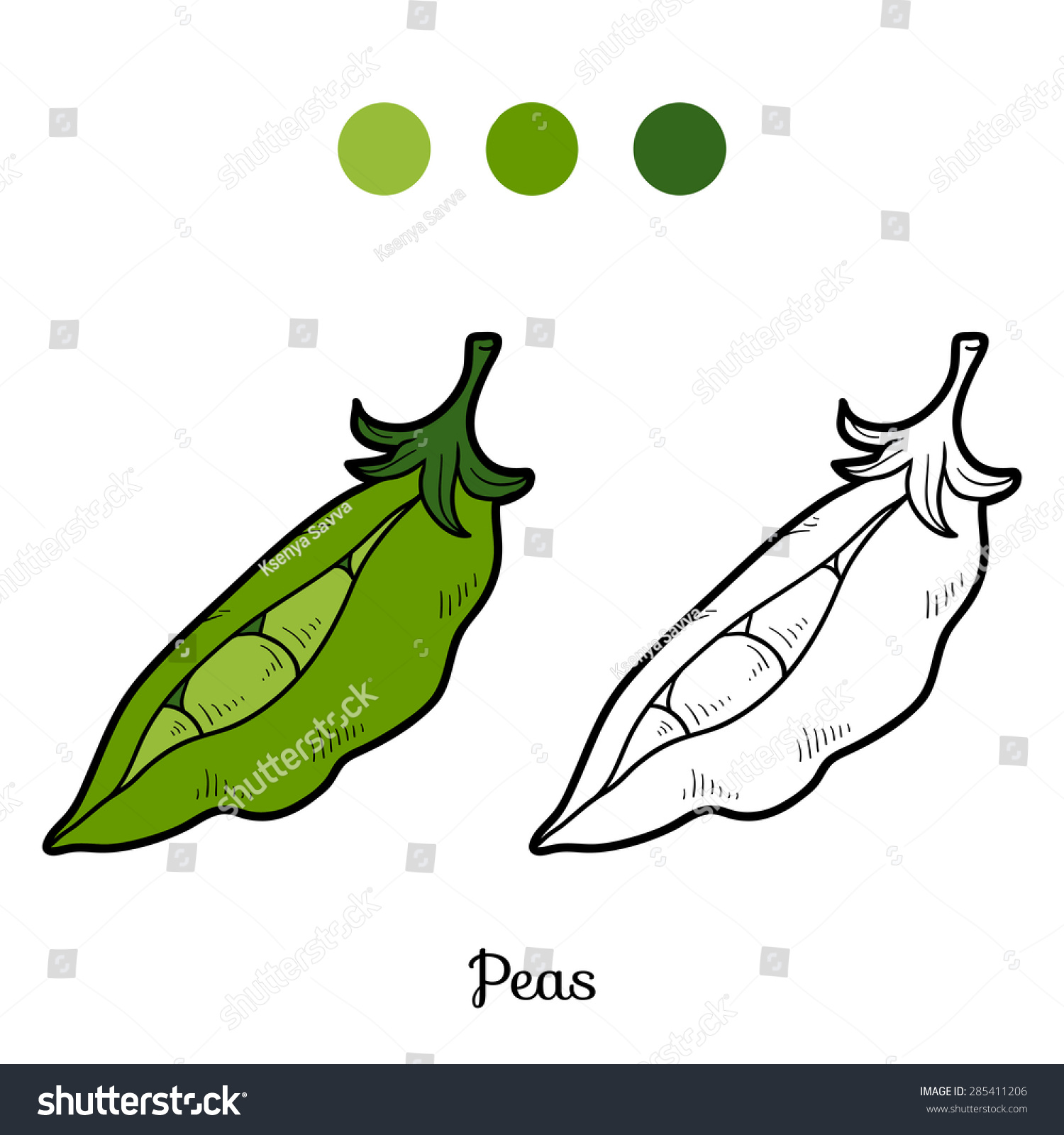 Coloring book peas stock vector royalty free